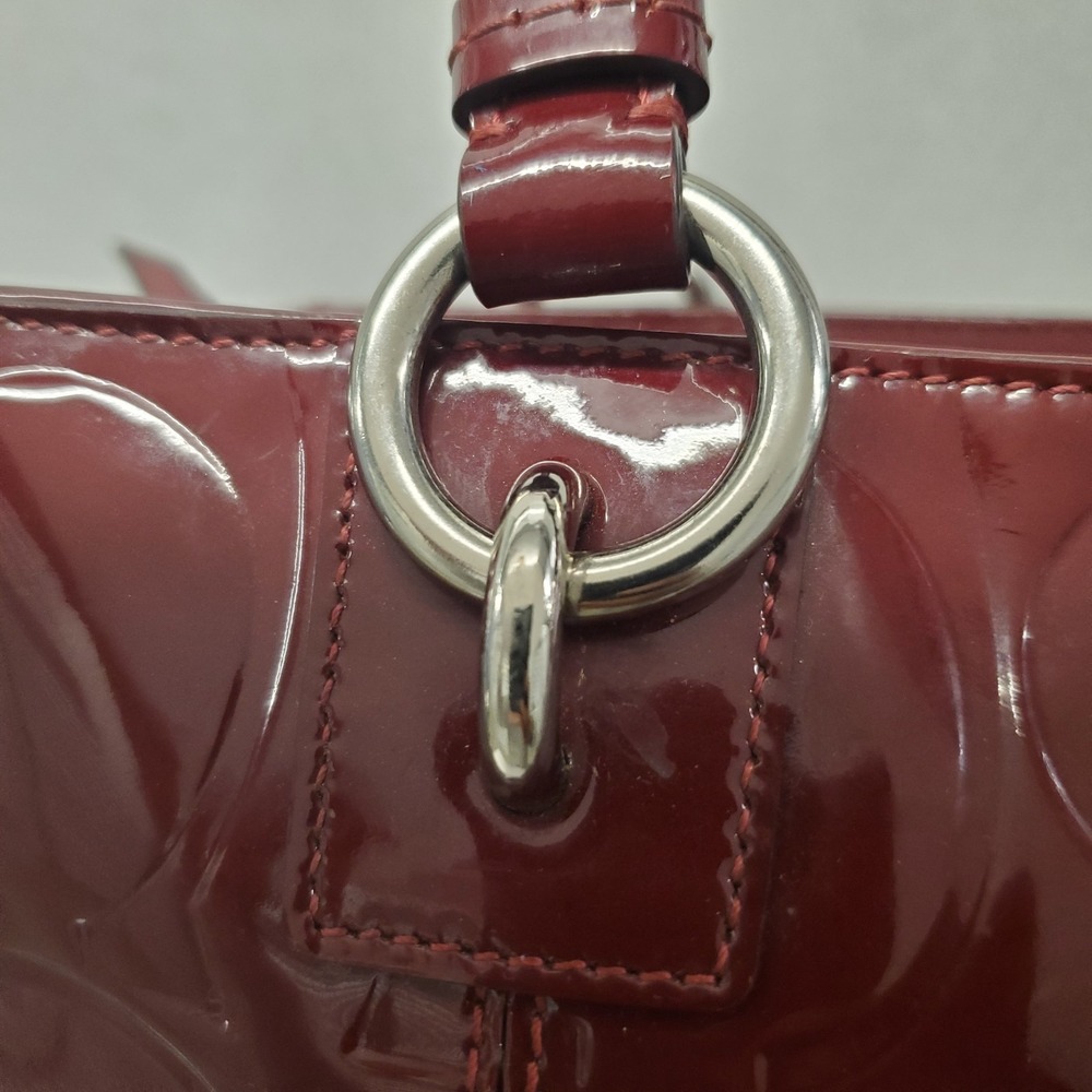 Coach Signature Garnet East West Embossed Patent Leather Carry all # F17729 - Picture 4 of 16